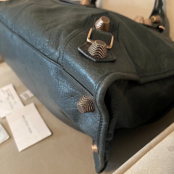 Authentic Balenciaga Work Leather Bag - 2011 Anthracite G21 Rose Gold Hardware - Picture 8 of 16